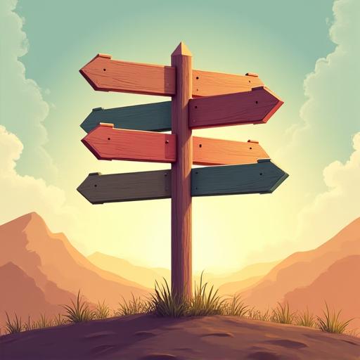 A signpost with arrows pointing in different career directions.