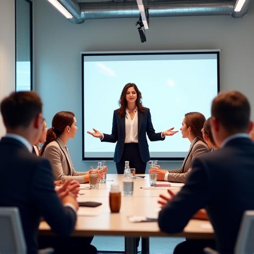 A manager leading a productive team meeting.